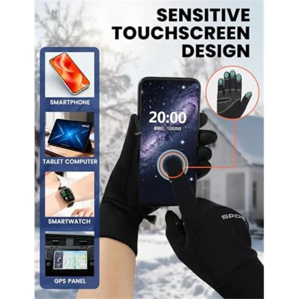 Mens Winter Cycling Gloves Touchscreen Waterproof Anti Slip Warm Biking Gloves